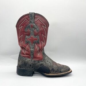 Ariat Womens 7.5B Cowboy Boots Ruby Red Distressed Leather Western‎ Square Toe